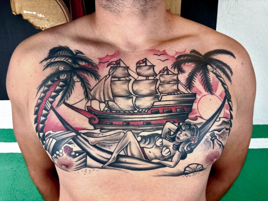 Color For Sinners – Tätowierstudio in Ulm – Sailor Chest Piece